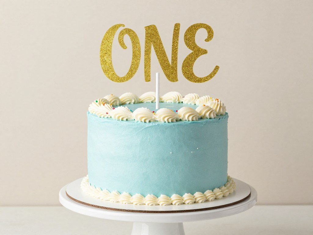 First birthday smash cake with pastel colors and number one topper