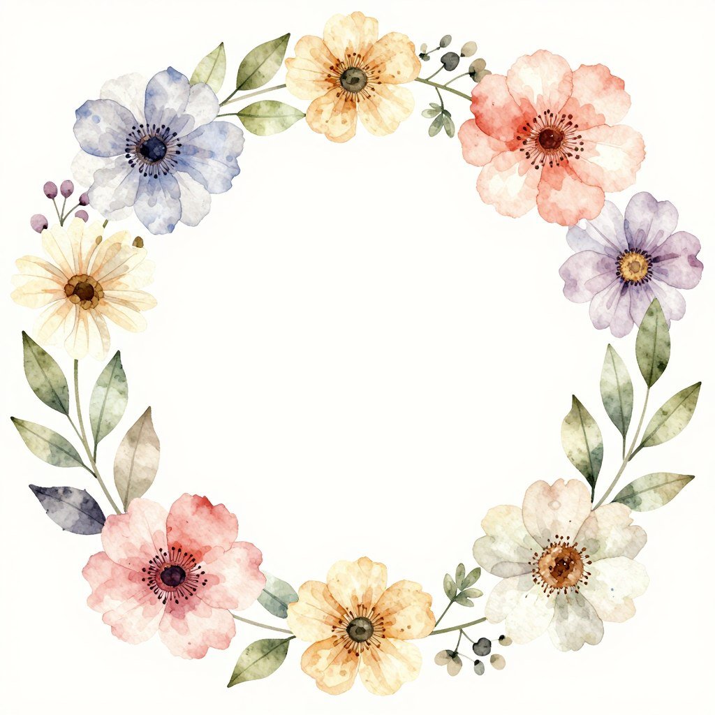 Floral and botanical happy birthday template with watercolor flowers Floral and botanical happy birthday template with watercolor flowers