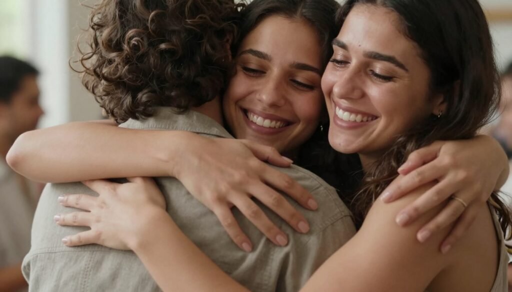 Friends embracing during a birthday celebration, showing genuine connection and joy for a happy birthday friend moment