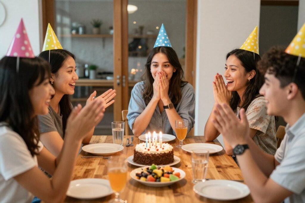 Friends gathered for a surprise birthday celebration for a brother Friends gathered for a surprise birthday celebration for a brother