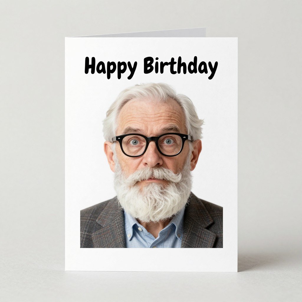 Funny cartoon happy birthday card with humorous illustration Funny cartoon happy birthday card with humorous illustration