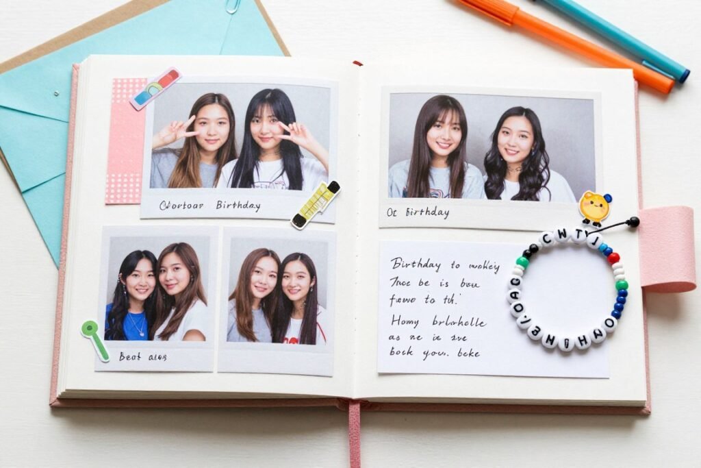 Handmade birthday gift with photos and personalized elements for best friend