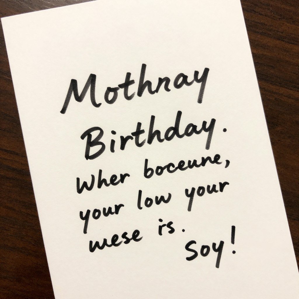 Handwritten birthday card from mom to son, showing personal happy birthday son from mom message