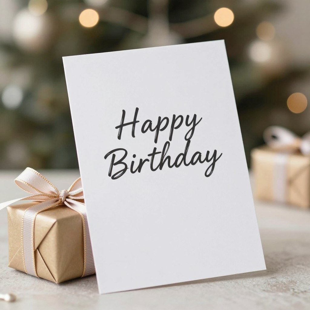 Happy birthday card attached to a small gift