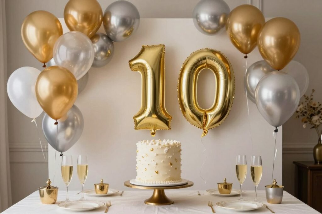 Happy birthday wishes for him - elegant milestone birthday celebration with special decorations