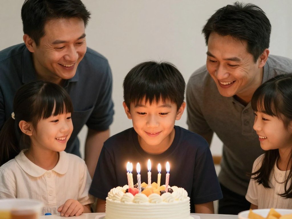 Happy birthday wishes for him - parents celebrating son's birthday with family gathering