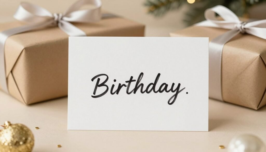 Happy birthday wishes for him - thoughtful birthday card with gift and celebration elements