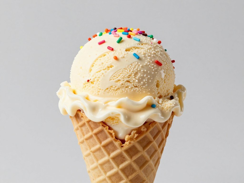 Ice cream cone cake with realistic scoop and sprinkles