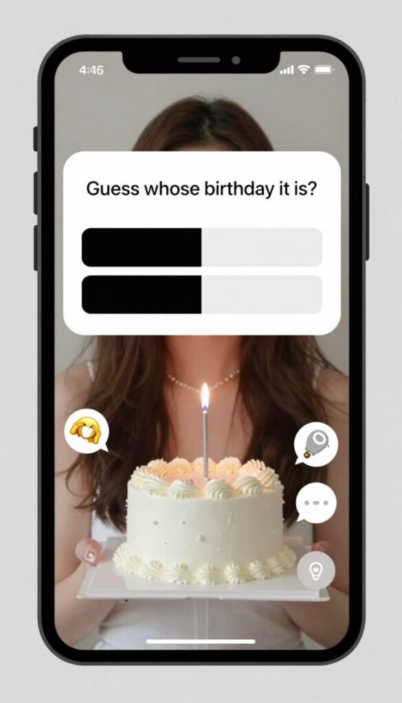 Instagram story with poll sticker for a birthday celebration Instagram story with poll sticker for a birthday celebration