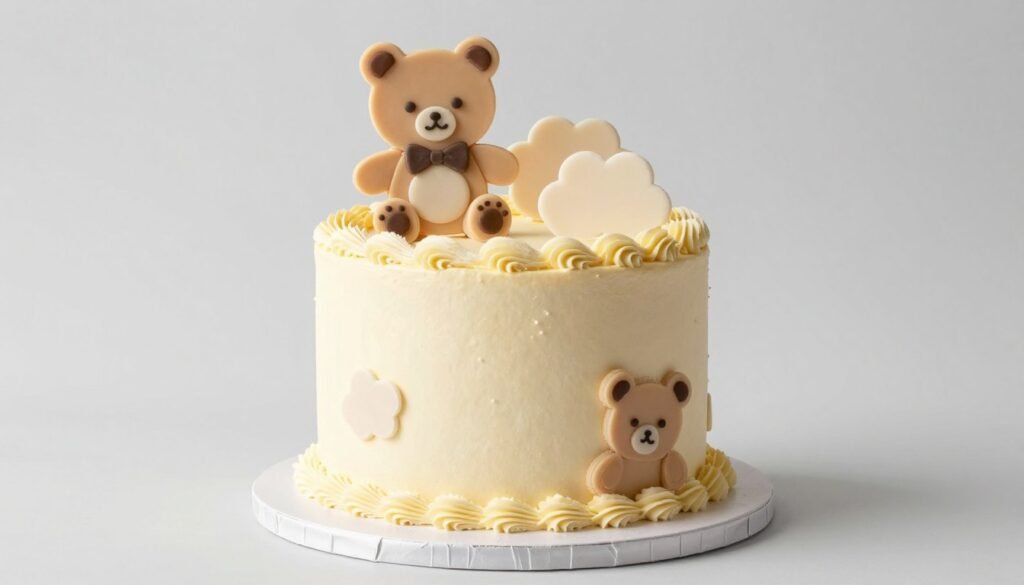 Intermediate level birthday cake for kids with fondant decorations and themed design