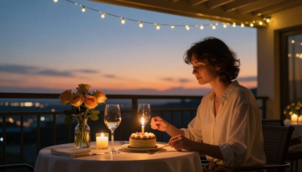 Intimate candlelit dinner setup for happy birthday beautiful celebration