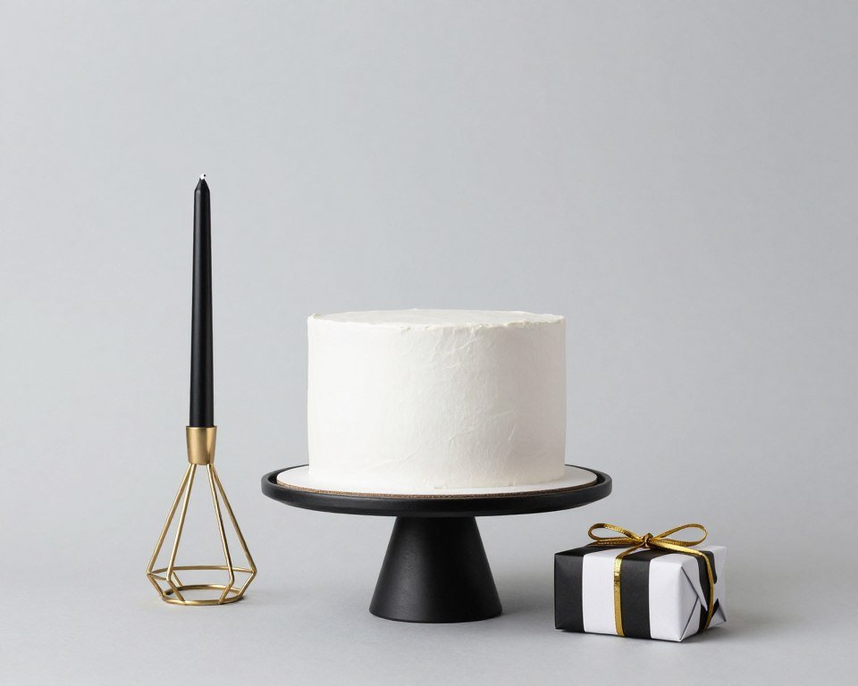 Minimalist birthday setup with geometric elements for happy birthday beautiful celebration