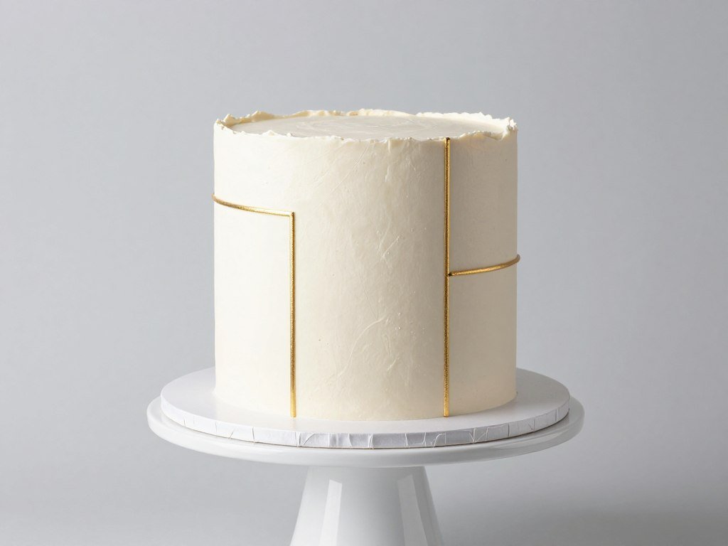 Minimalist cake with geometric gold accents and clean lines