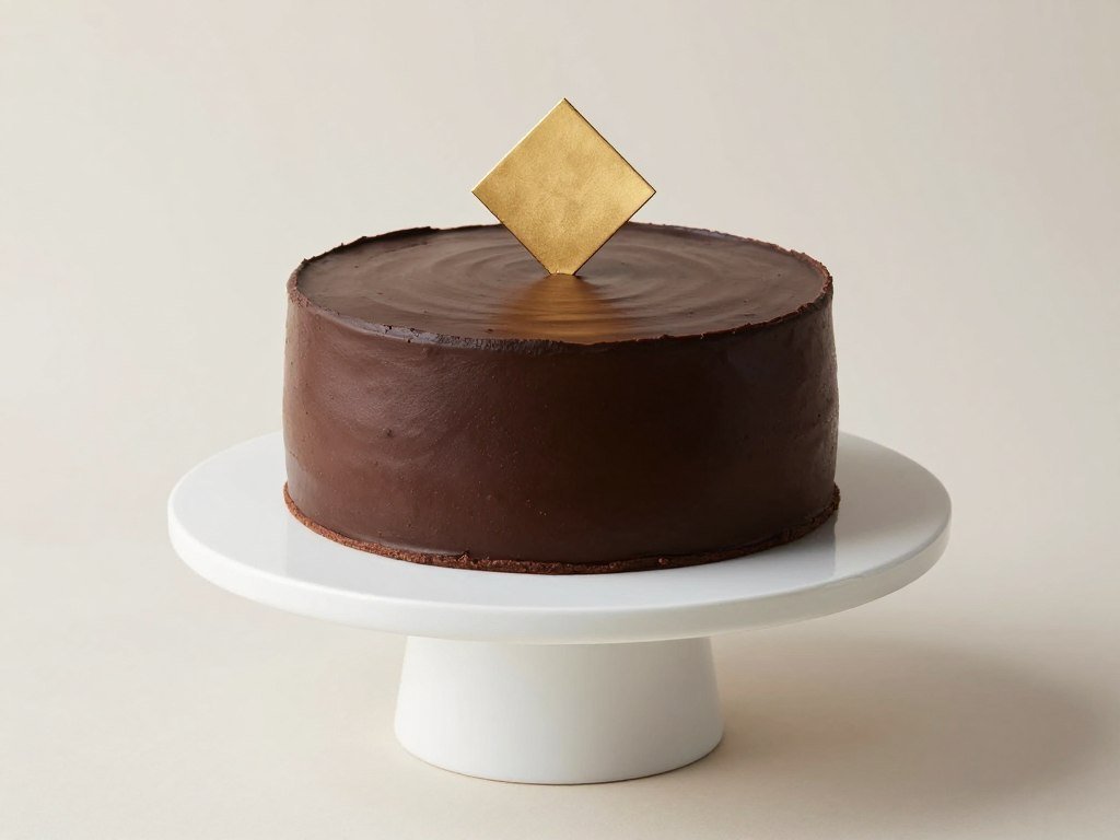 Minimalist chocolate cake with clean lines and simple geometric decoration Minimalist chocolate cake with clean lines and simple geometric decoration