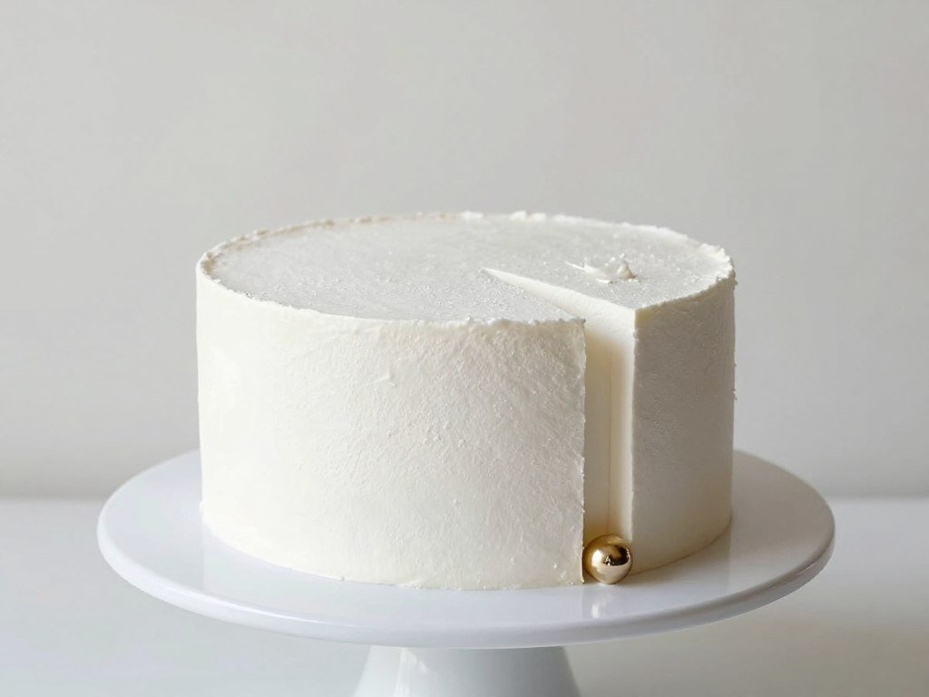 Minimalist white cake with subtle texture and architectural elements