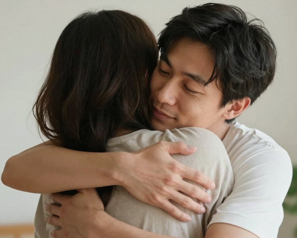 Mother embracing adult son on his birthday, representing happy birthday son from mom wishes