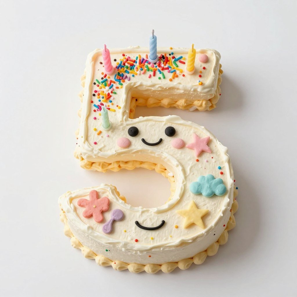 Number cake shaped like the birthday age