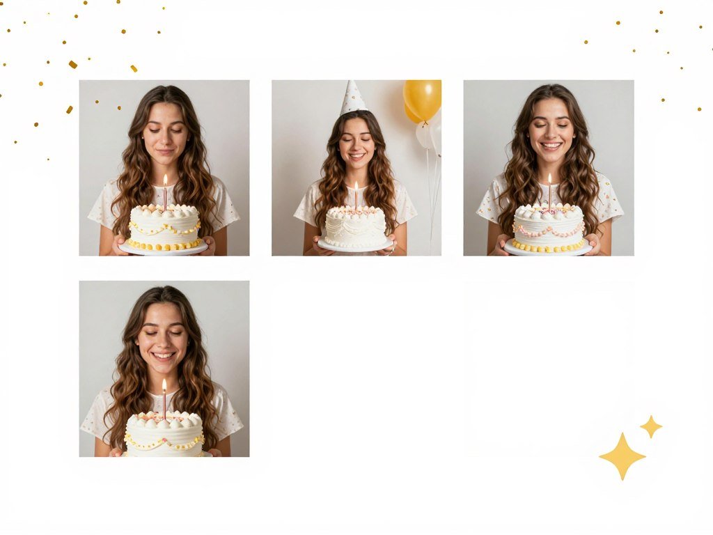 Photo collage happy birthday template Instagram with spaces for multiple photos Photo collage happy birthday template Instagram with spaces for multiple photos