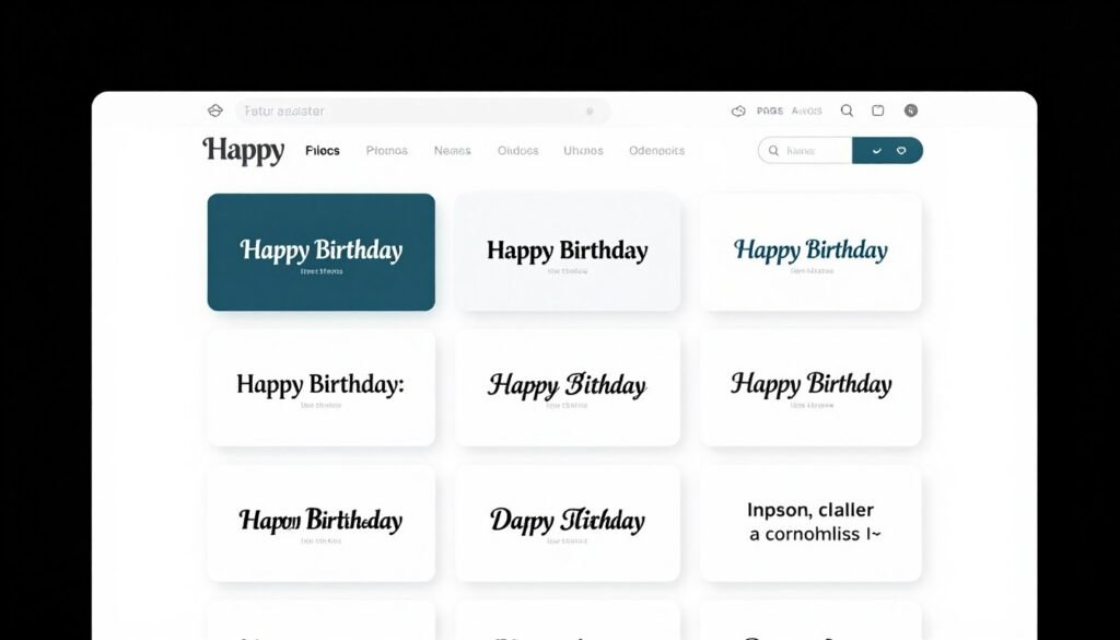 Screenshot of popular font websites showcasing happy birthday font collections Screenshot of popular font websites showcasing happy birthday font collections