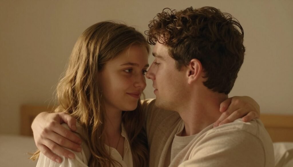 Siblings sharing a meaningful moment on brother's birthday Siblings sharing a meaningful moment on brother's birthday