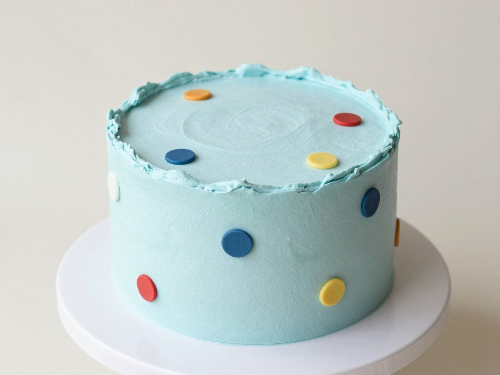 Simple character-inspired birthday cake with minimal decorations Simple character-inspired birthday cake with minimal decorations