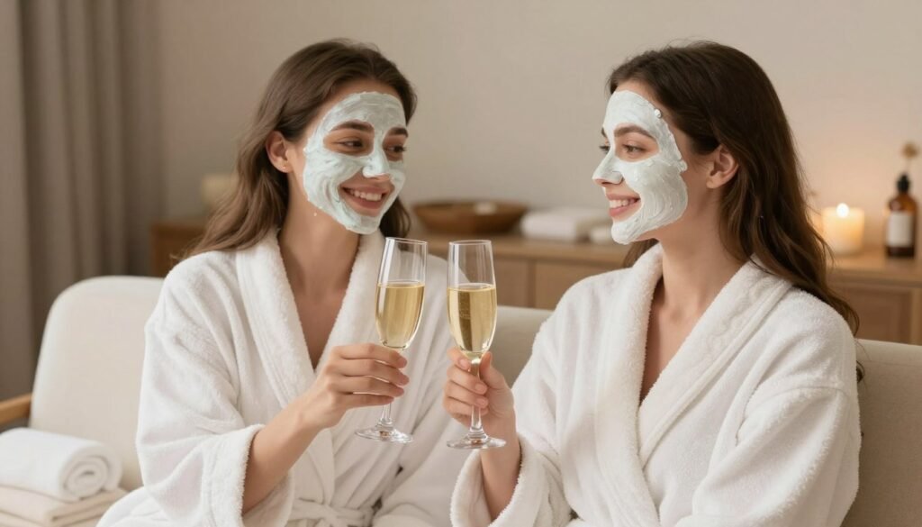 Sisters enjoying a spa day together as a birthday celebration
