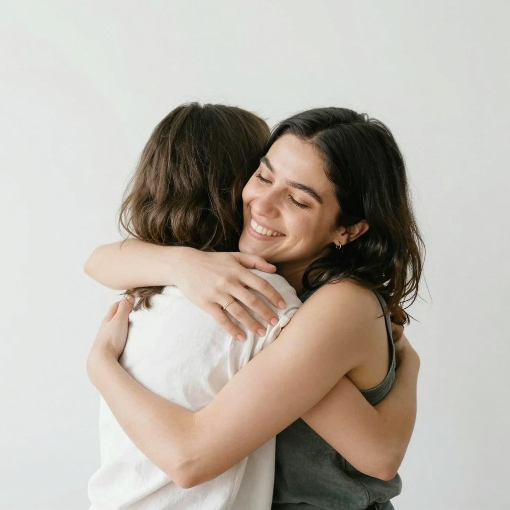 Sisters sharing a quick hug, perfect for short happy birthday sister quotes Sisters sharing a quick hug, perfect for short happy birthday sister quotes