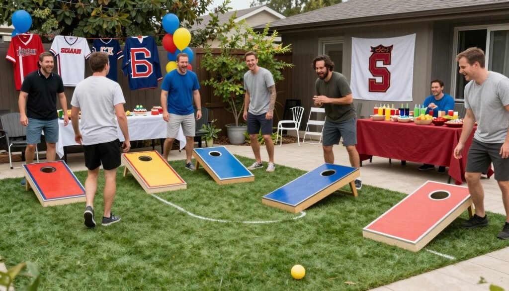 Sports-themed birthday party for a man with games and decorations, happy birthday male celebration