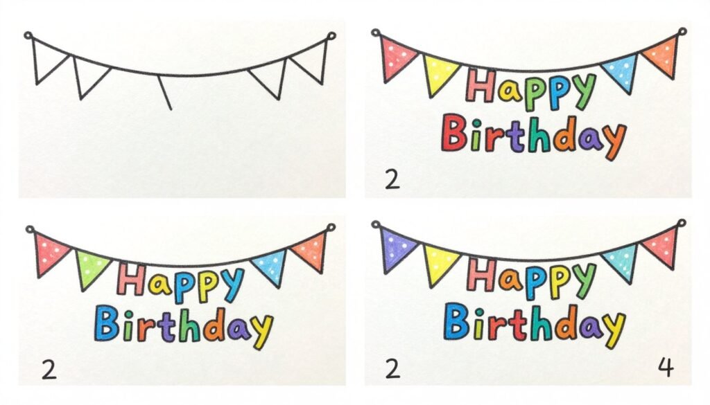 Step-by-step guide to drawing a birthday banner