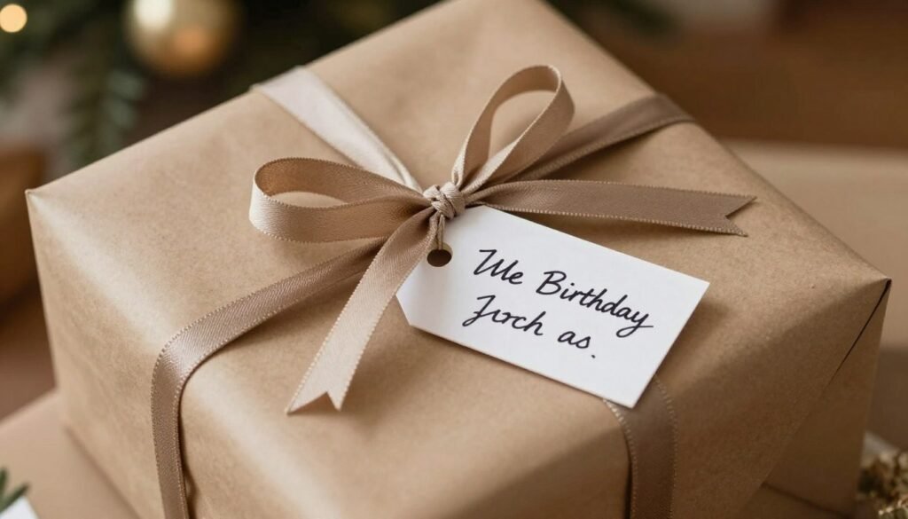 Thoughtfully wrapped birthday gift for son from mom, representing happy birthday son from mom present