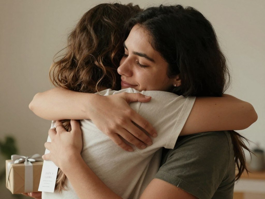 Two friends embracing in a heartfelt moment representing emotional happy birthday best friend quotes