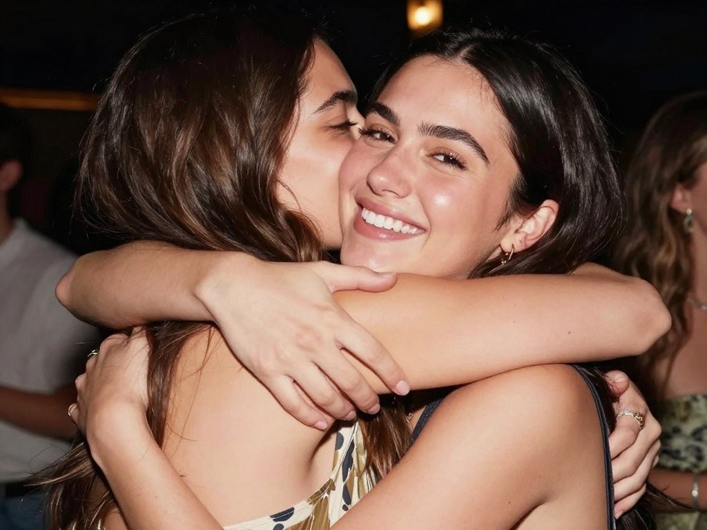 Two friends embracing like sisters representing happy birthday best friend quotes for sister-like friends