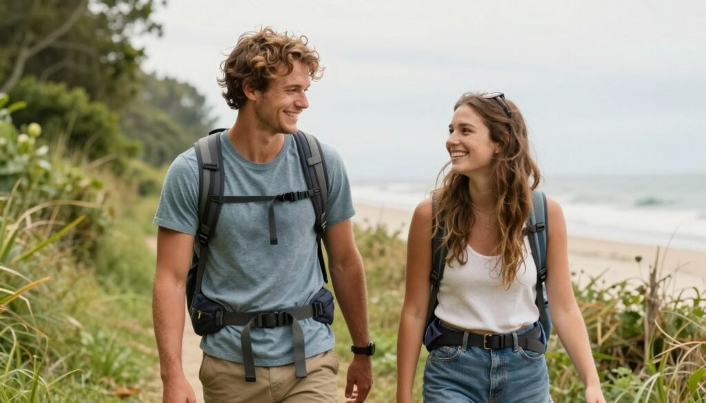 Two friends enjoying a birthday adventure activity outdoors