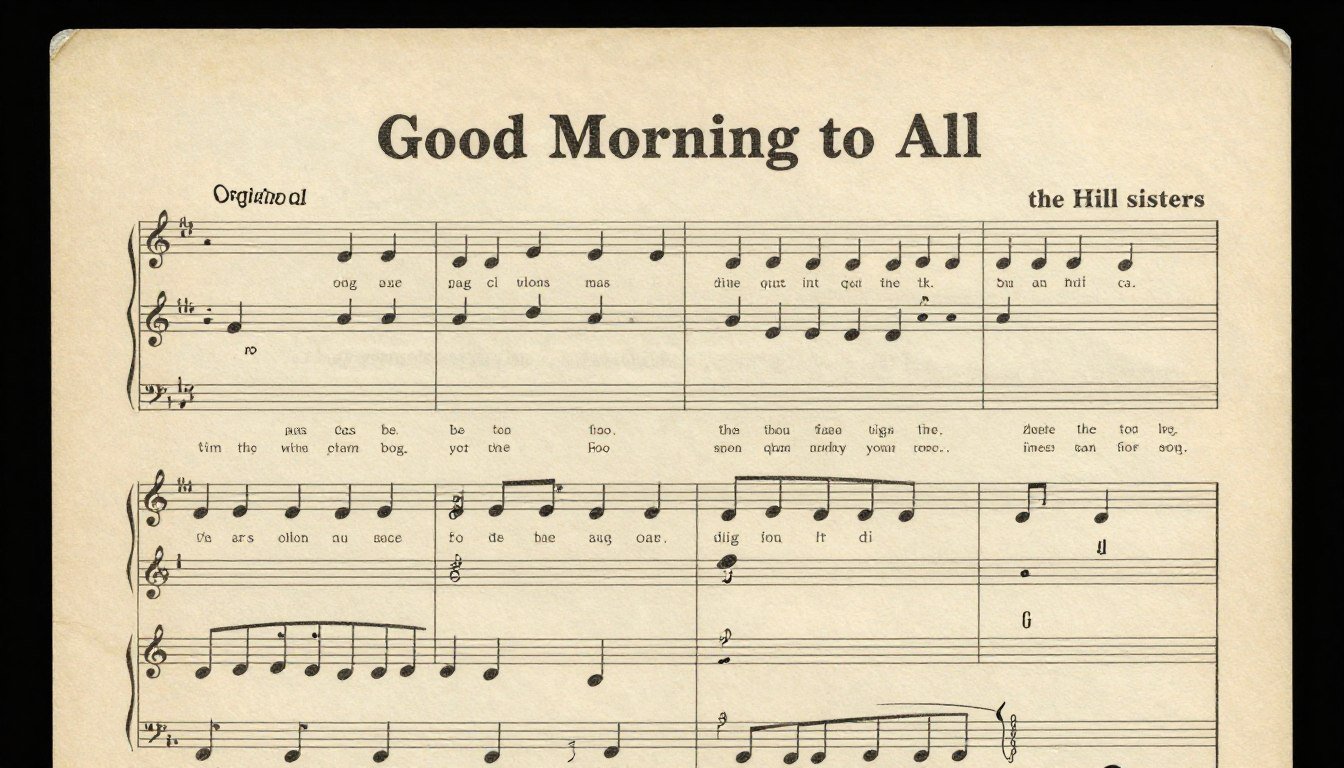 Vintage sheet music of the original 'Good Morning to All' song that evolved into the happy birthday song
