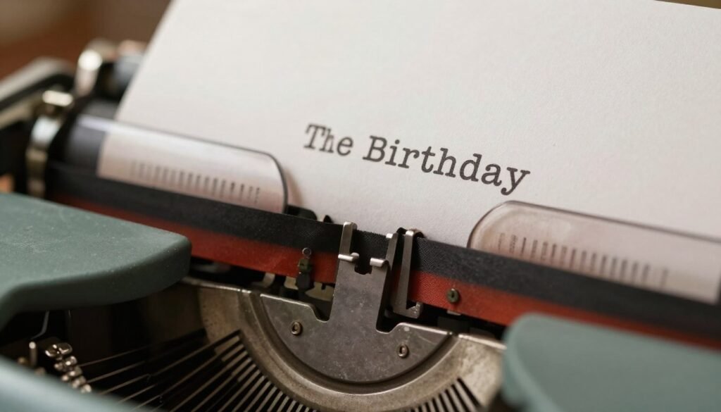 Vintage typewriter with a funny birthday quote being typed