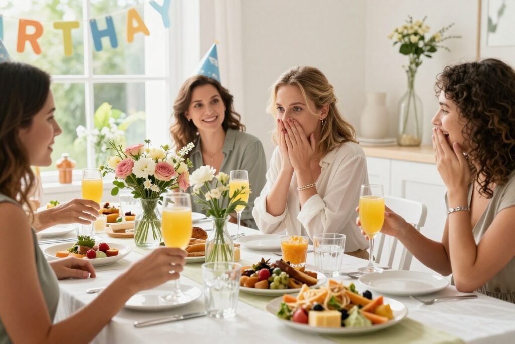 Women enjoying a special birthday brunch for a happy birthday sister in law celebration