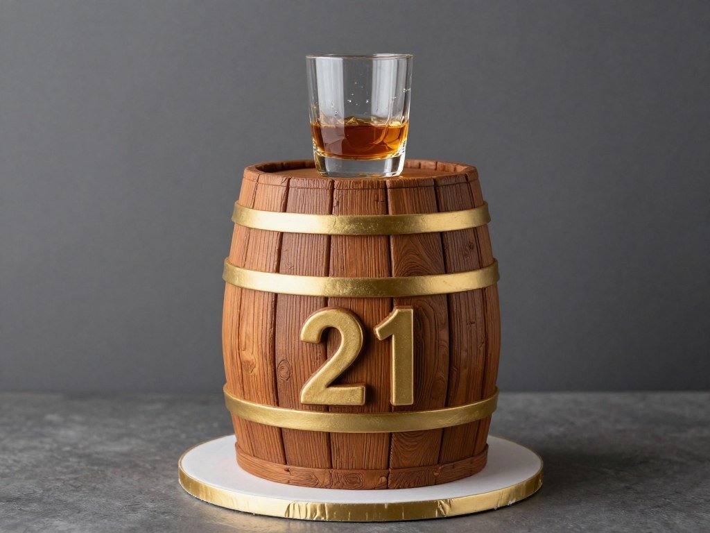 21st birthday cake with whiskey barrel design and elegant details 21st birthday cake with whiskey barrel design and elegant details