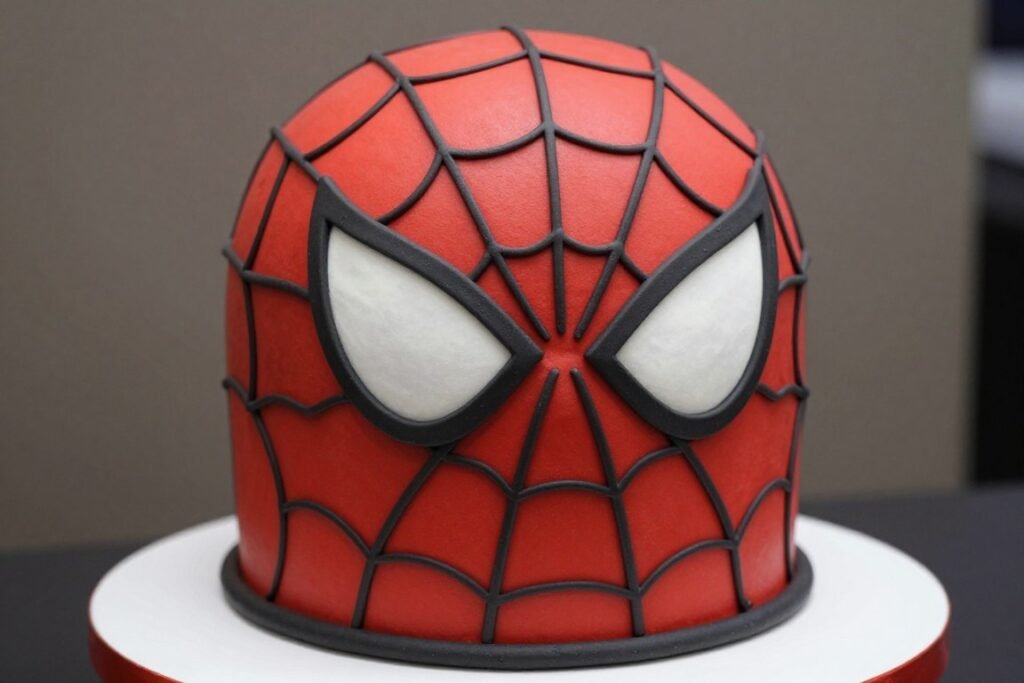 3d spiderman head cake with detailed mask features 3d spiderman head cake with detailed mask features