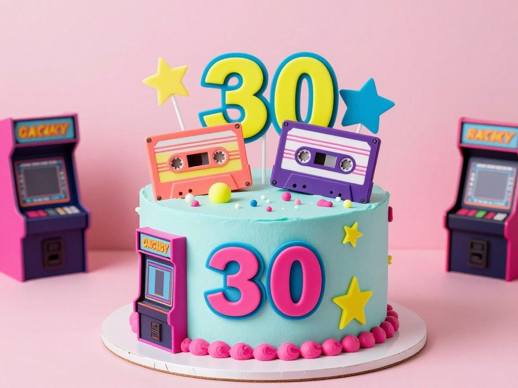 80s retro 30th birthday cake for men