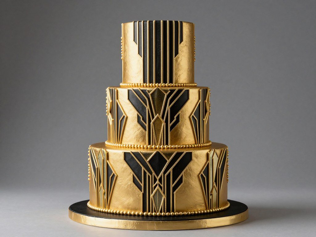 Art Deco vintage birthday cake design