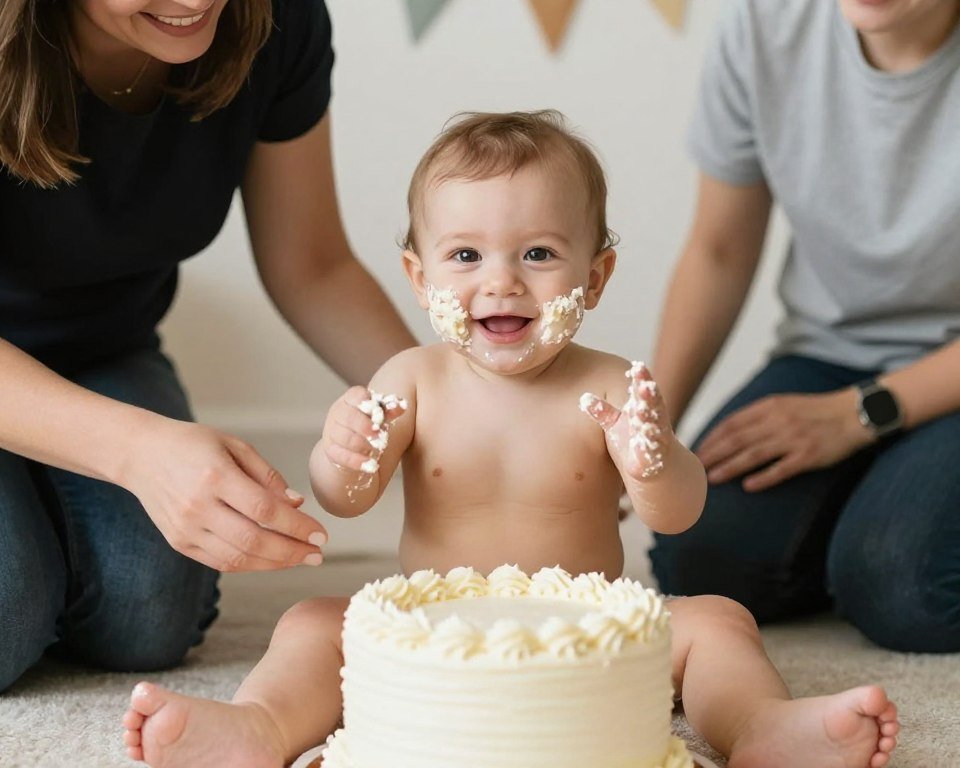 Baby with smash cake celebration Baby with smash cake celebration