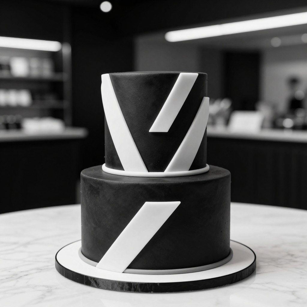 Black and white contrast birthday cake for men
