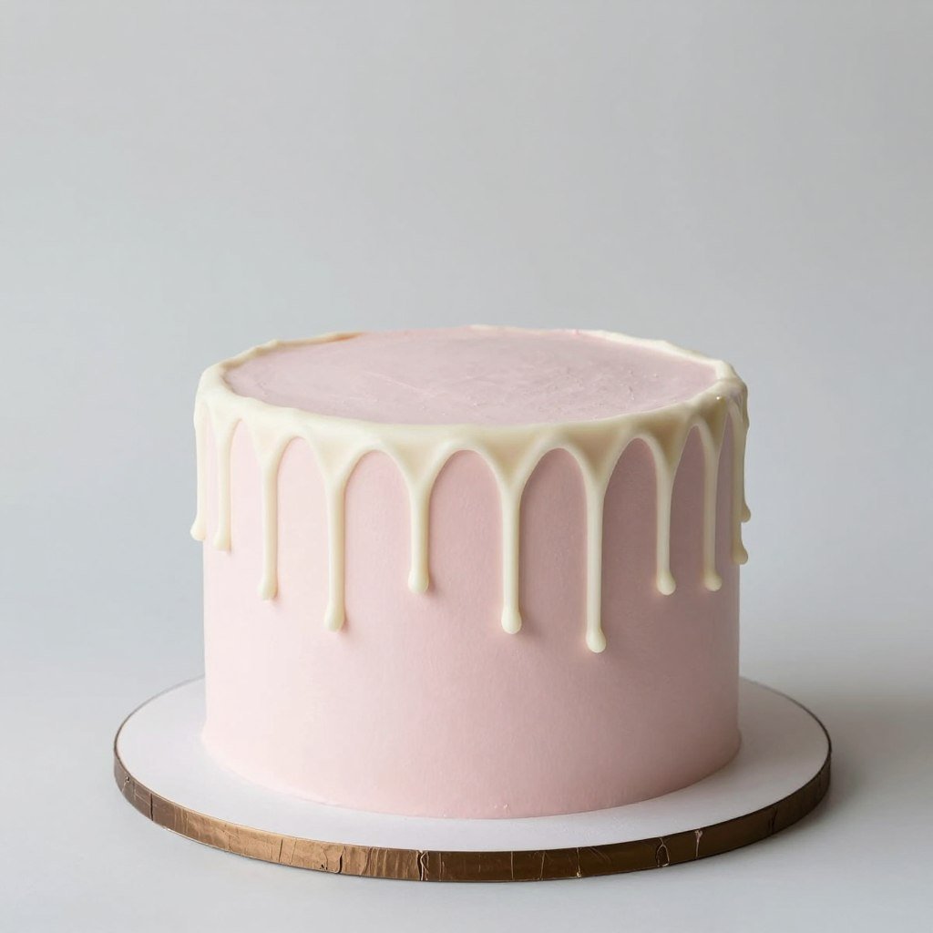 Blush pink cake with white drip effect minimal design Blush pink cake with white drip effect minimal design