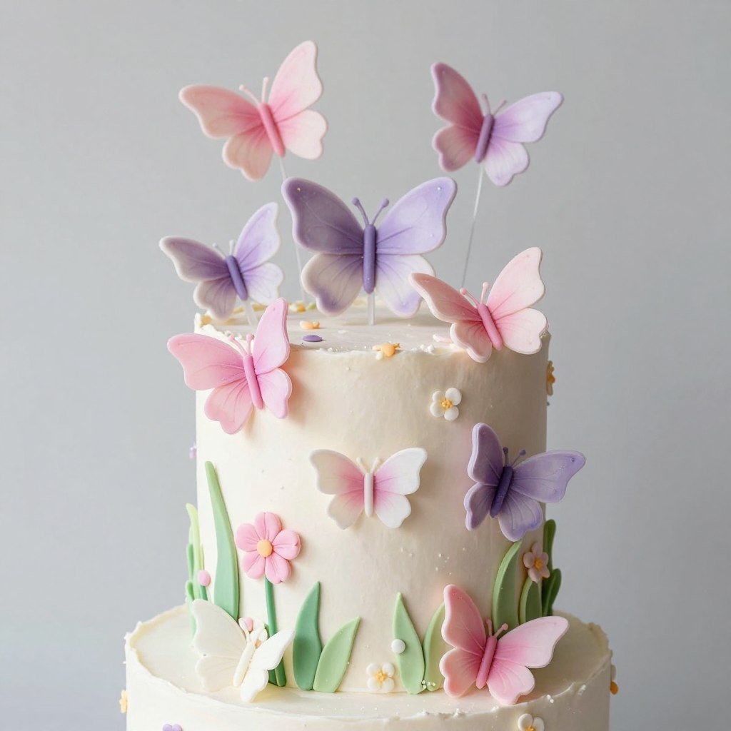 Butterfly garden cake with colorful butterflies Butterfly garden cake with colorful butterflies