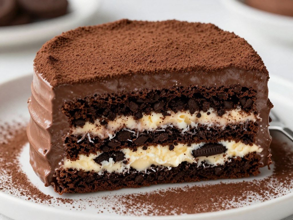 Chocolate icebox cake ready to serve