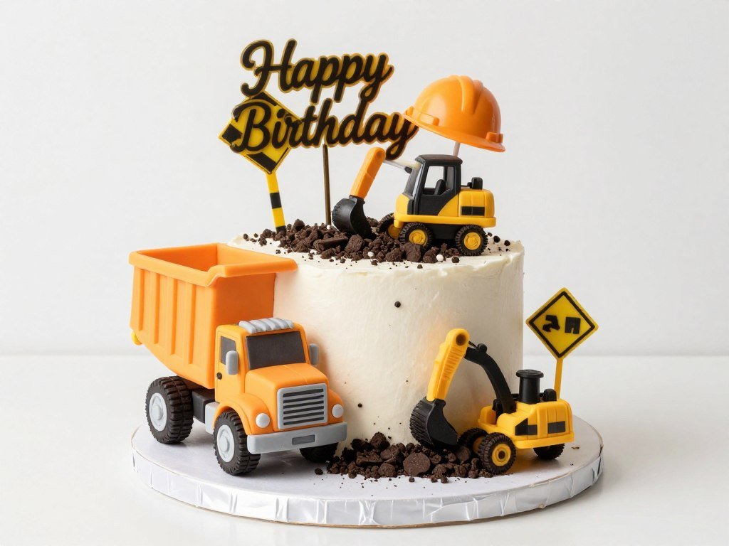 Construction themed first birthday cake Construction themed first birthday cake