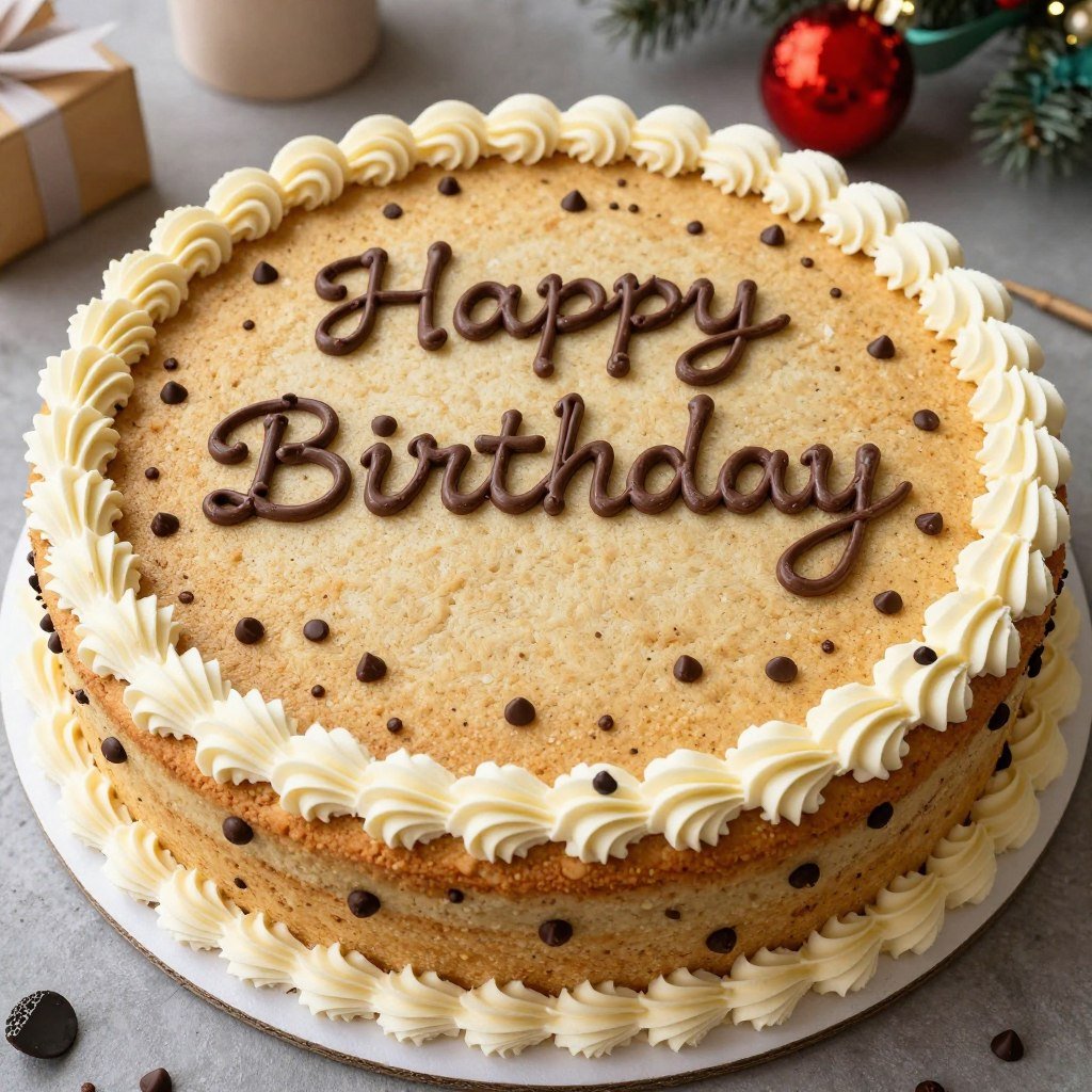 Decorated giant cookie cake for birthday celebration