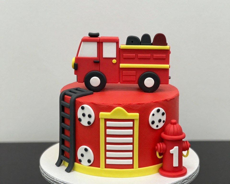 Fire truck first birthday cake design Fire truck first birthday cake design