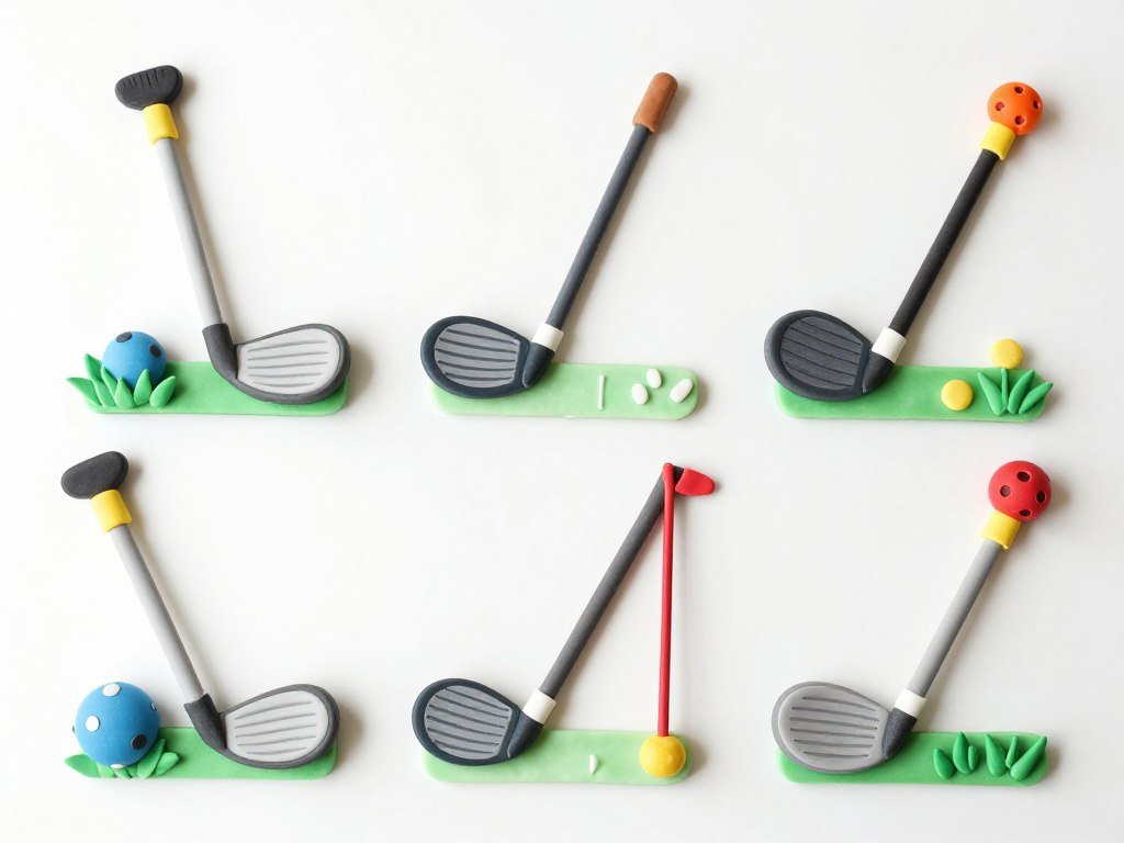 Fondant cake toppers shaped like hobbies