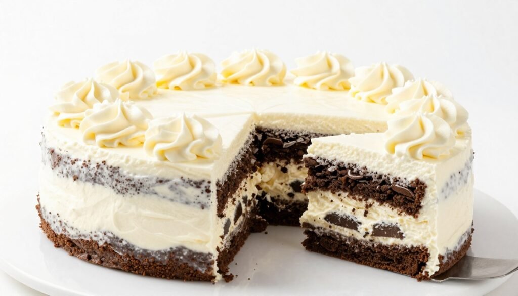 Layered icebox cake with whipped cream